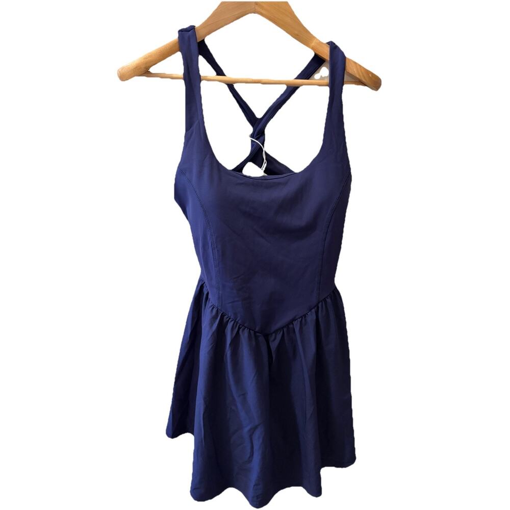 Women's Navy Blue Sleeveless Cross-Back Dress